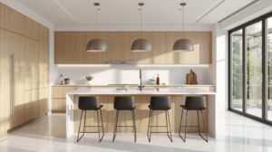 Light Wood Kitchen Cabinets with White Countertops